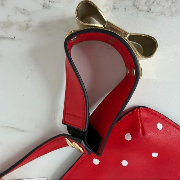 Aldo red and white polka dot wearable wristlet clutch bag vegan faux leather - Picture 3 of 11